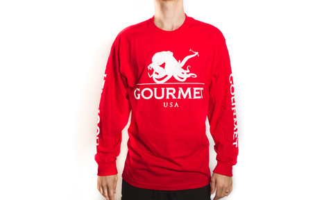 L/S Octopus Tee: Red/White