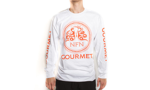 L/S Gourmet Logo Tee: White/Orange